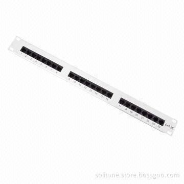 24-port Cat5e UTP Patch Panel with 110 or LSA IDC and 250 Times Punching Duration